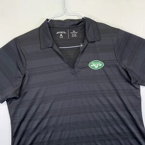 Antigua New York Jets NFL Polo Shirt Womens XL Black Short Sleeve Fan